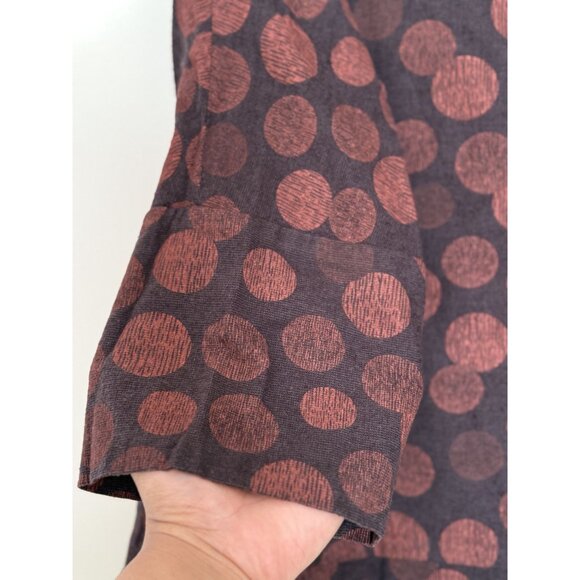 Chalet et Cici Women's Cotton Blend Red and Black Polka Dot Cowl neck Top Size M - Picture 4 of 7